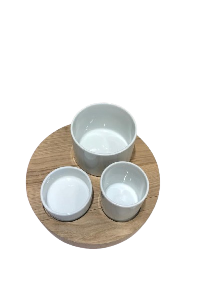 Lotta Olive Set on Ash Wood Base
