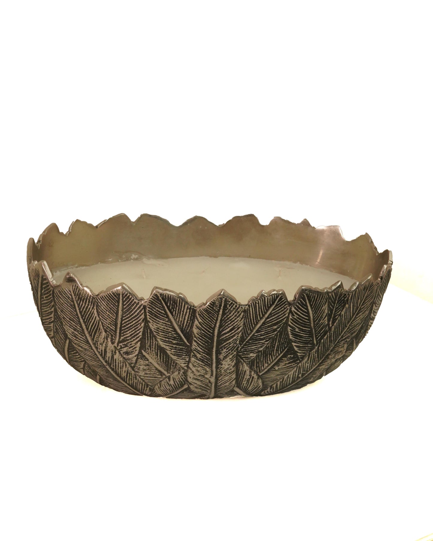 Decorative Aluminum Leaf Bowl Candle