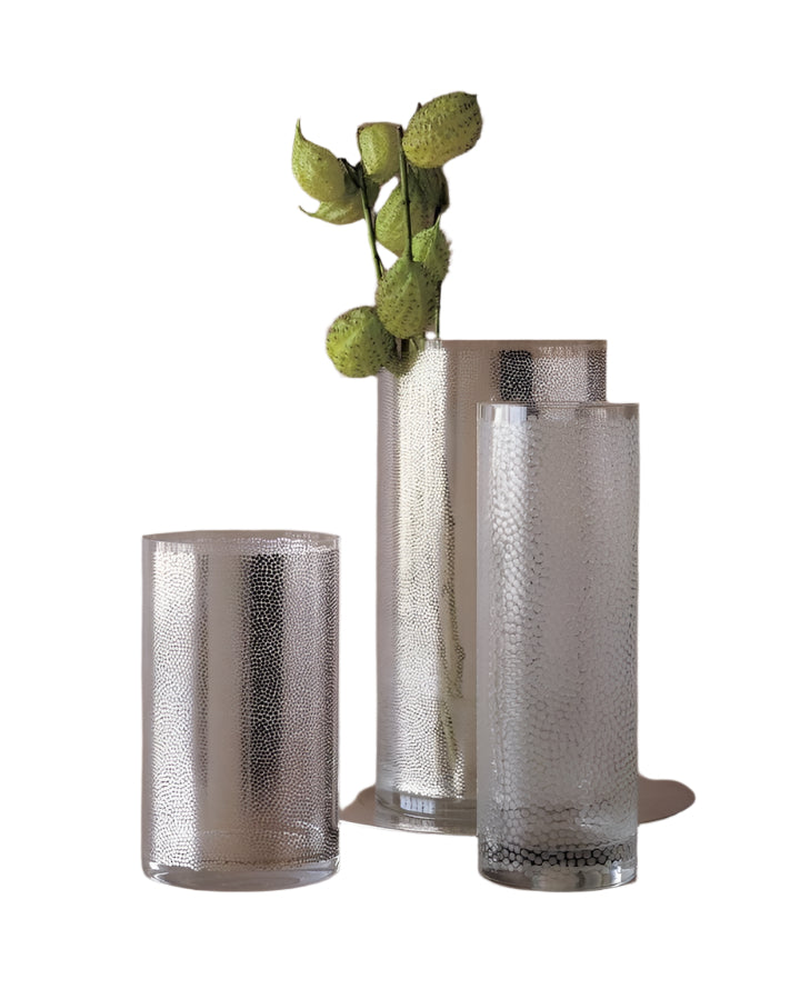 Modern Cylindrical Vase with Polka Dots Detailing