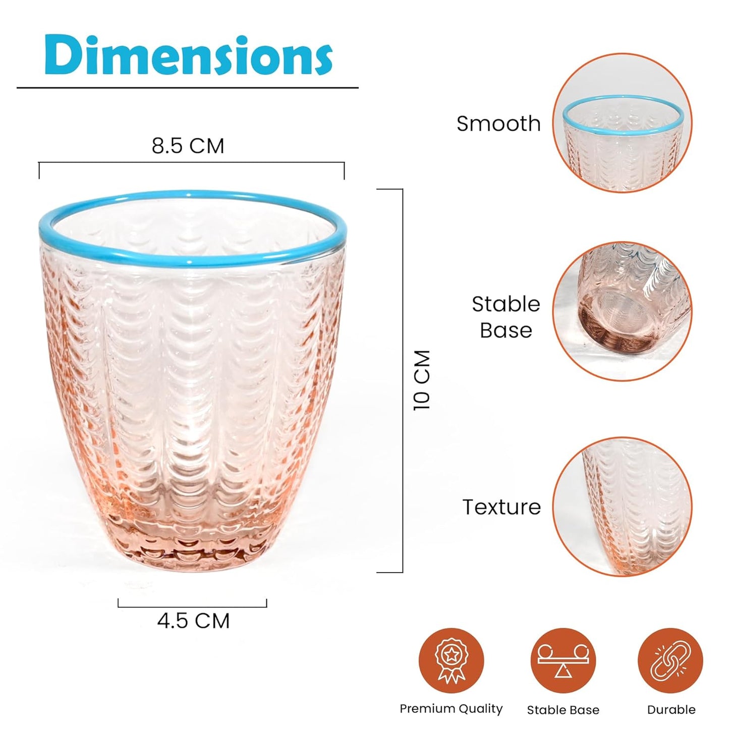 Allie tumbler - Peach / Opal blue (Set of 6)