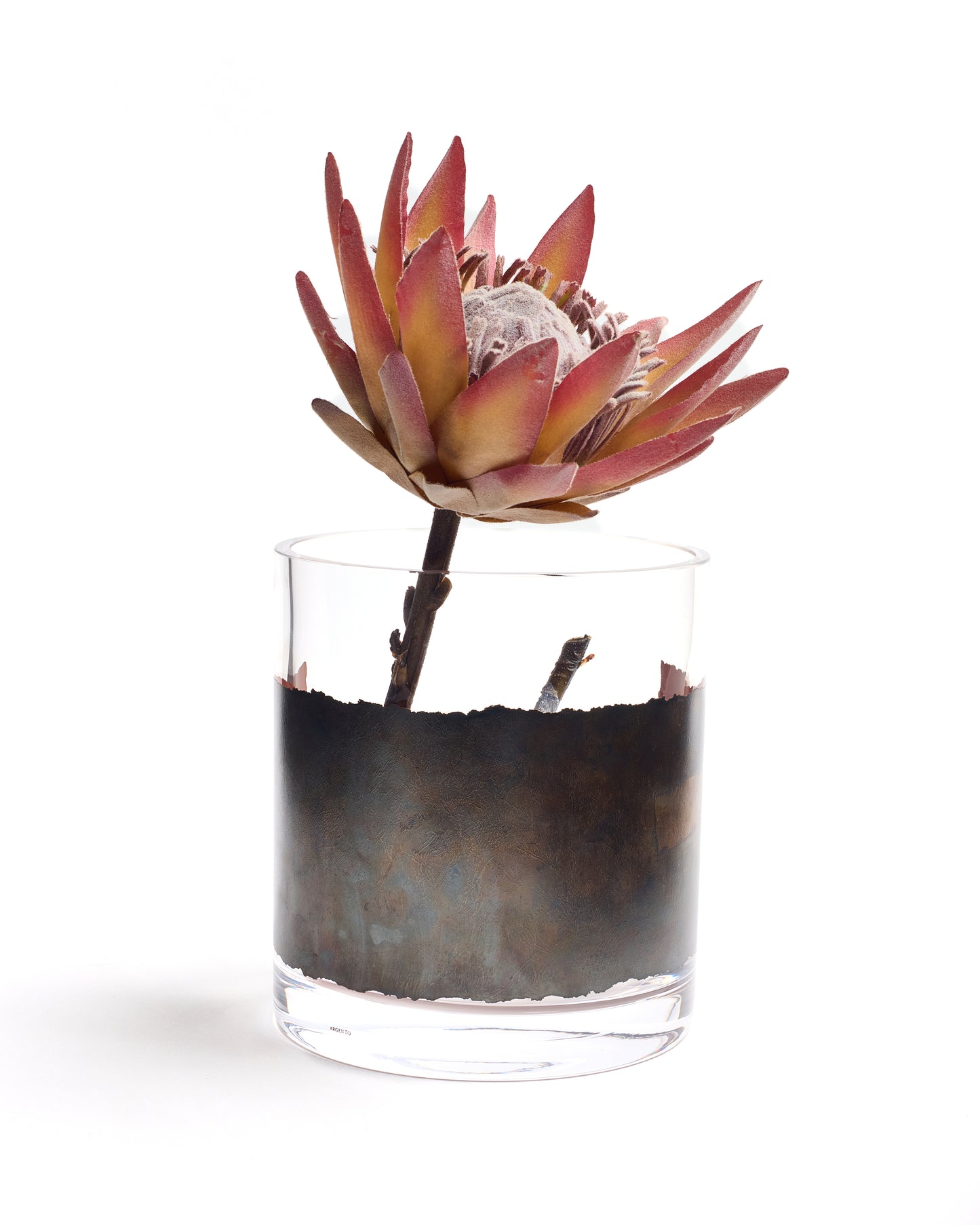 Clear Glass Vase With Metallic Silver Pattern