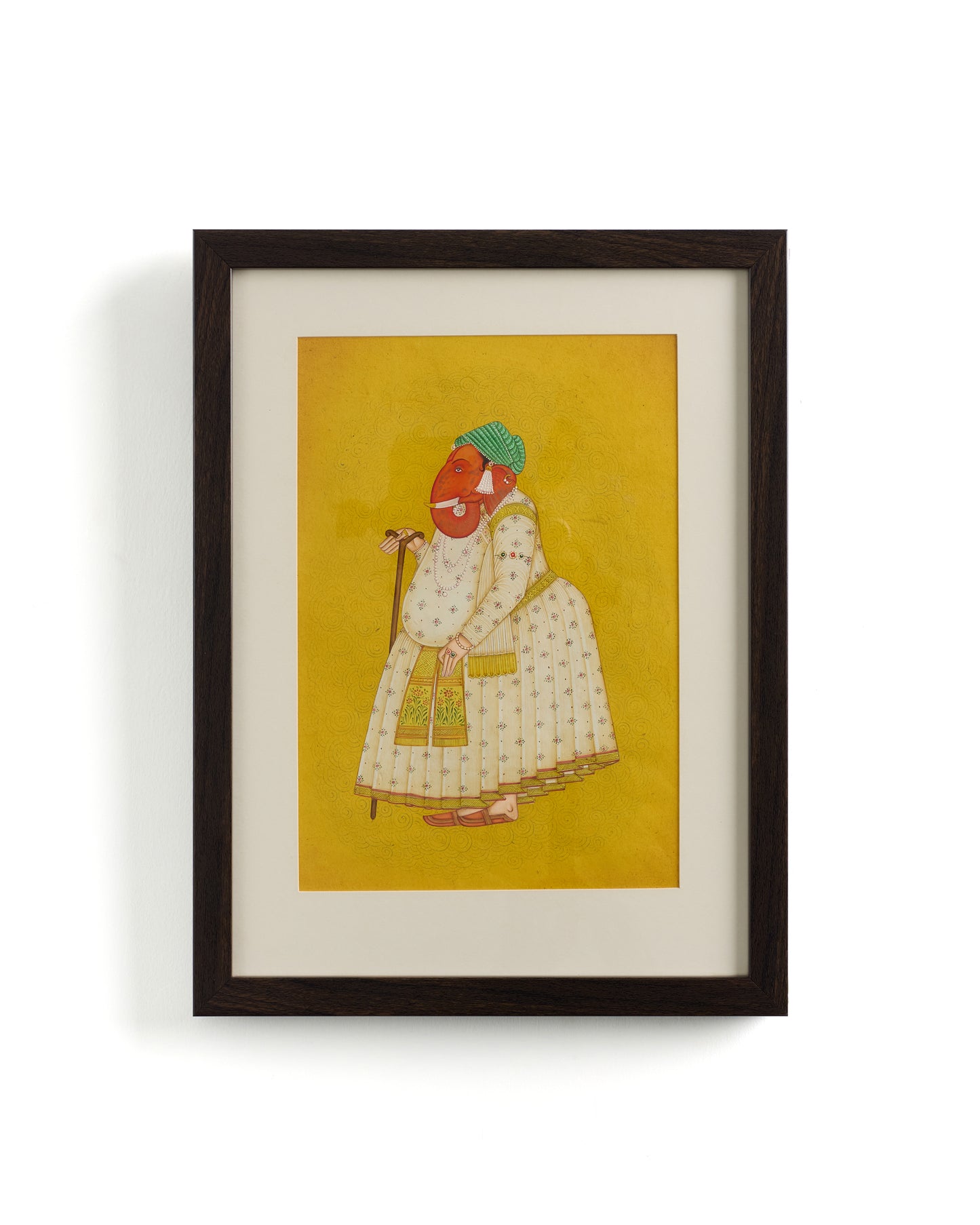 "Ganesha in Robe" – Framed Miniature Painting by Riyaz Uddin