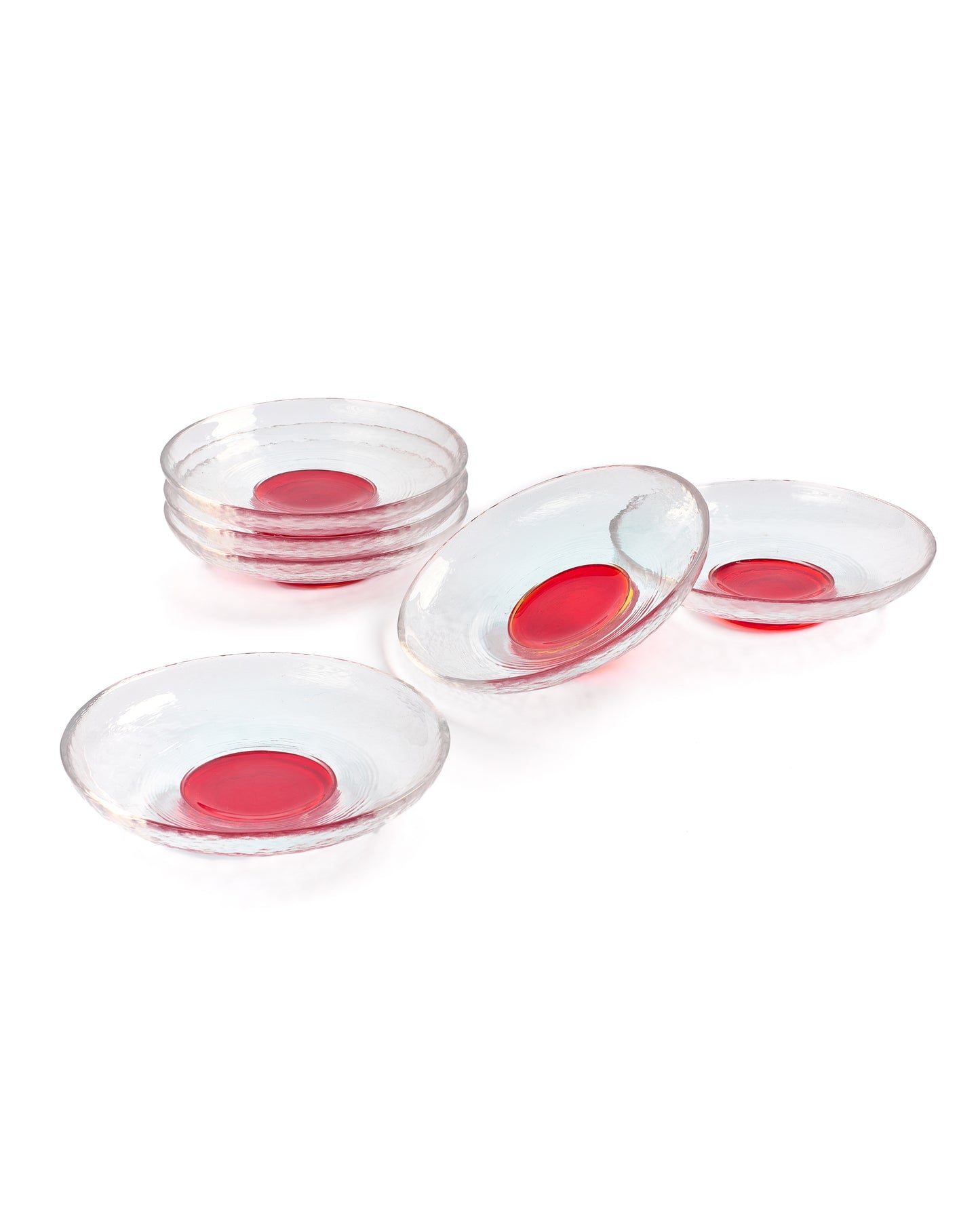 Set of 6 Modern Clear Glass Disc Plates