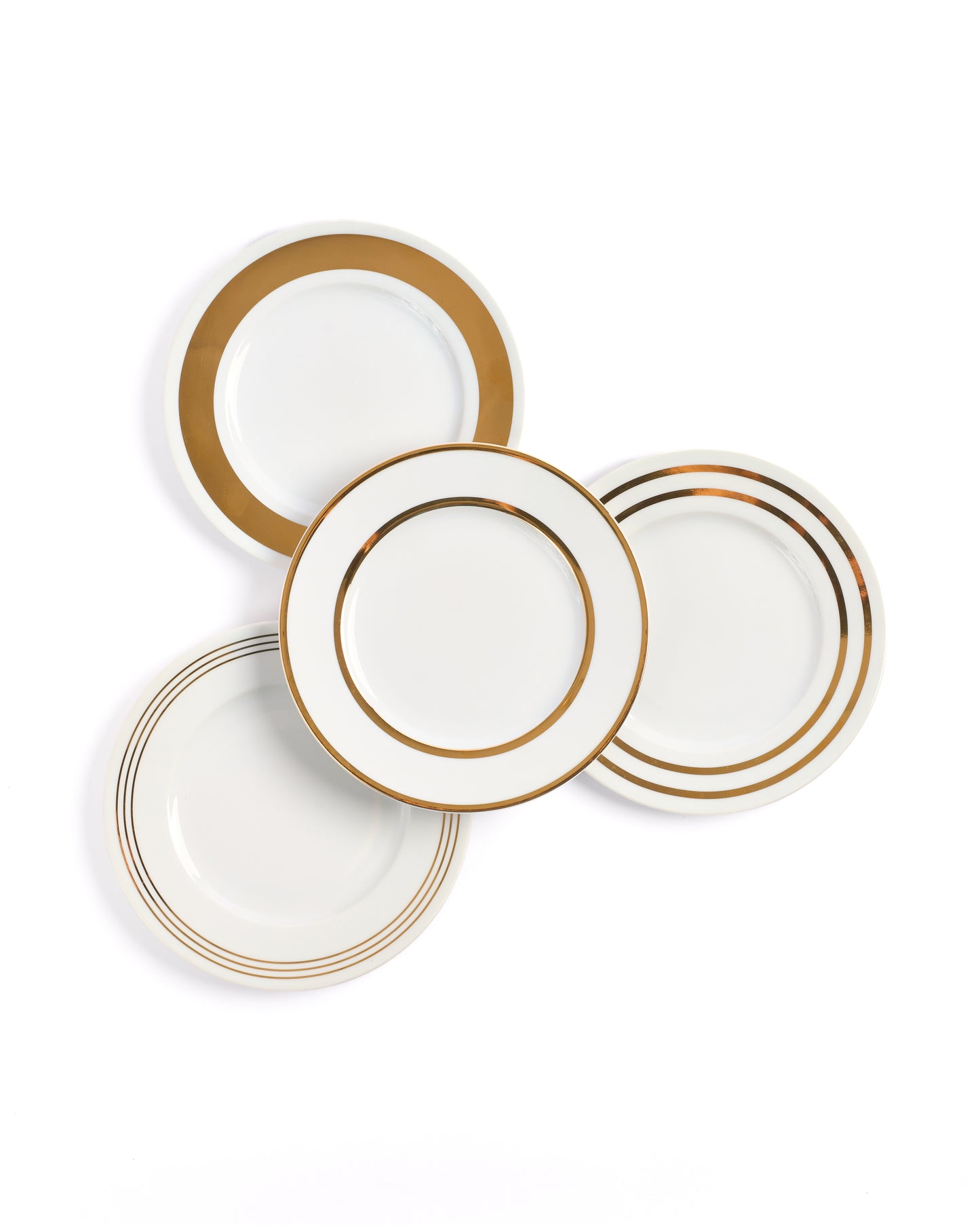 White and Gold-Rimmed Quarter Plate (Set of 4)