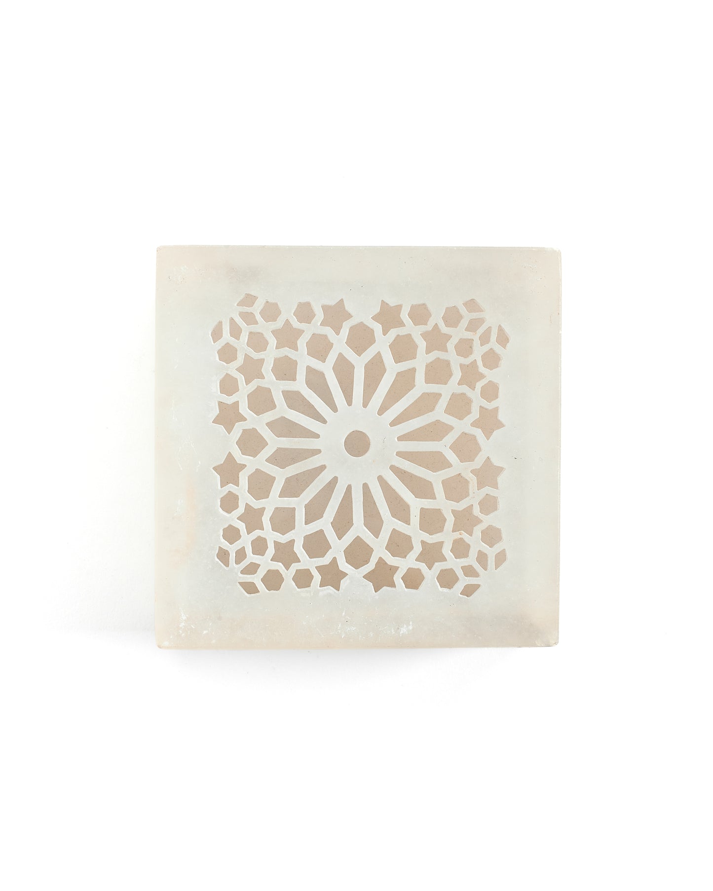 Ivory Marble Square Keepsake Box with Carved Lid