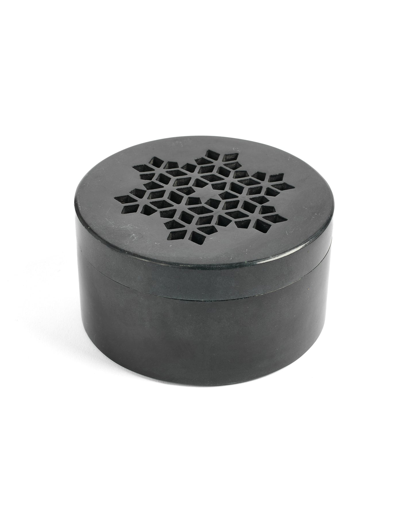 Noir Soapstone Keepsake Box with Carved Lid