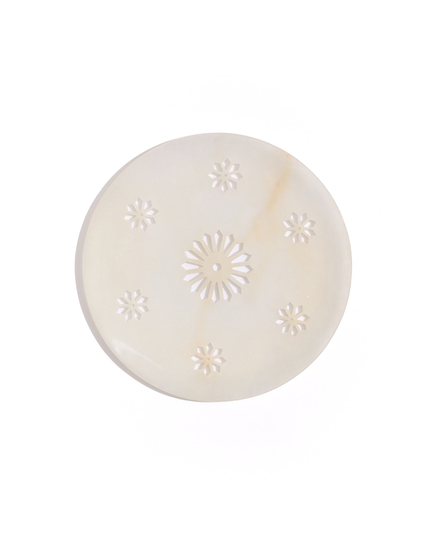 Celeste Hand-Carved White Marble Plates — Set of 4