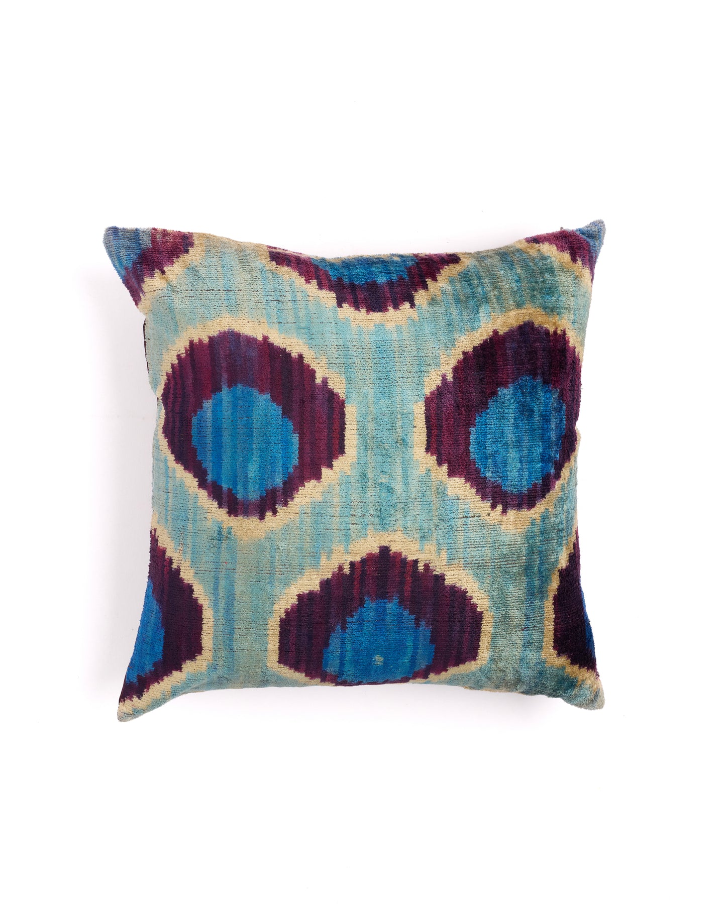 Teal and Burgundy Velvet Silk Cushion Cover