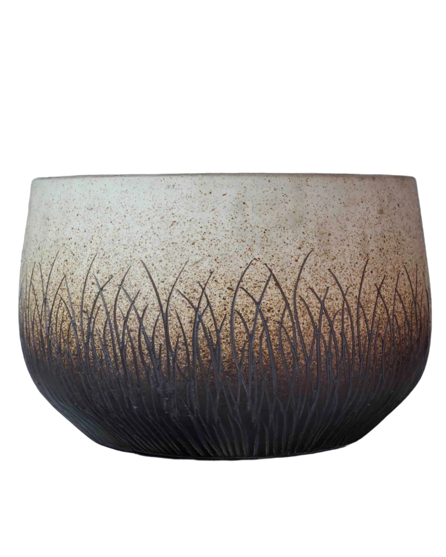 Handcrafted Round Ceramic Planter with Rustic Gradient Finish