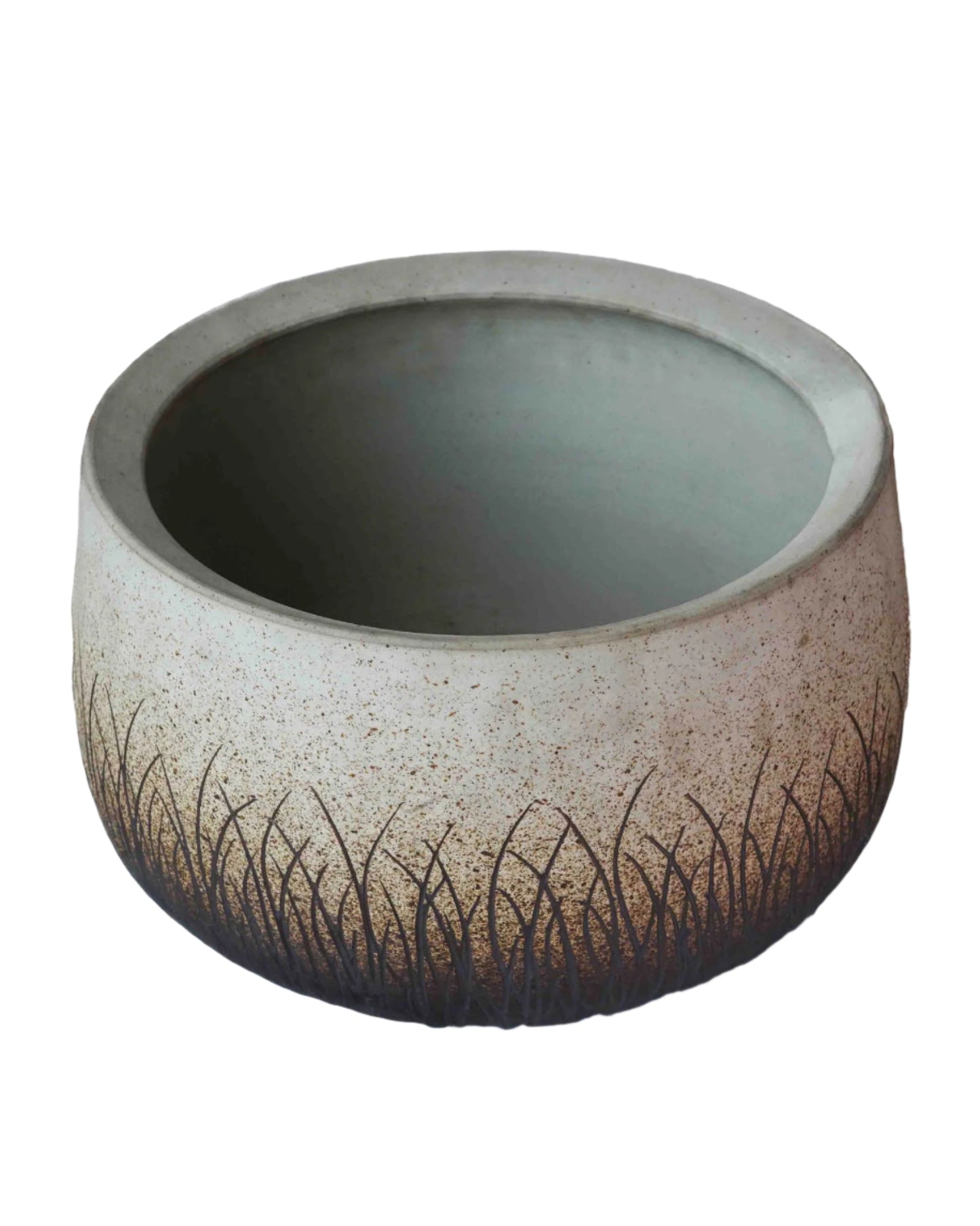Handcrafted Round Ceramic Planter with Rustic Gradient Finish