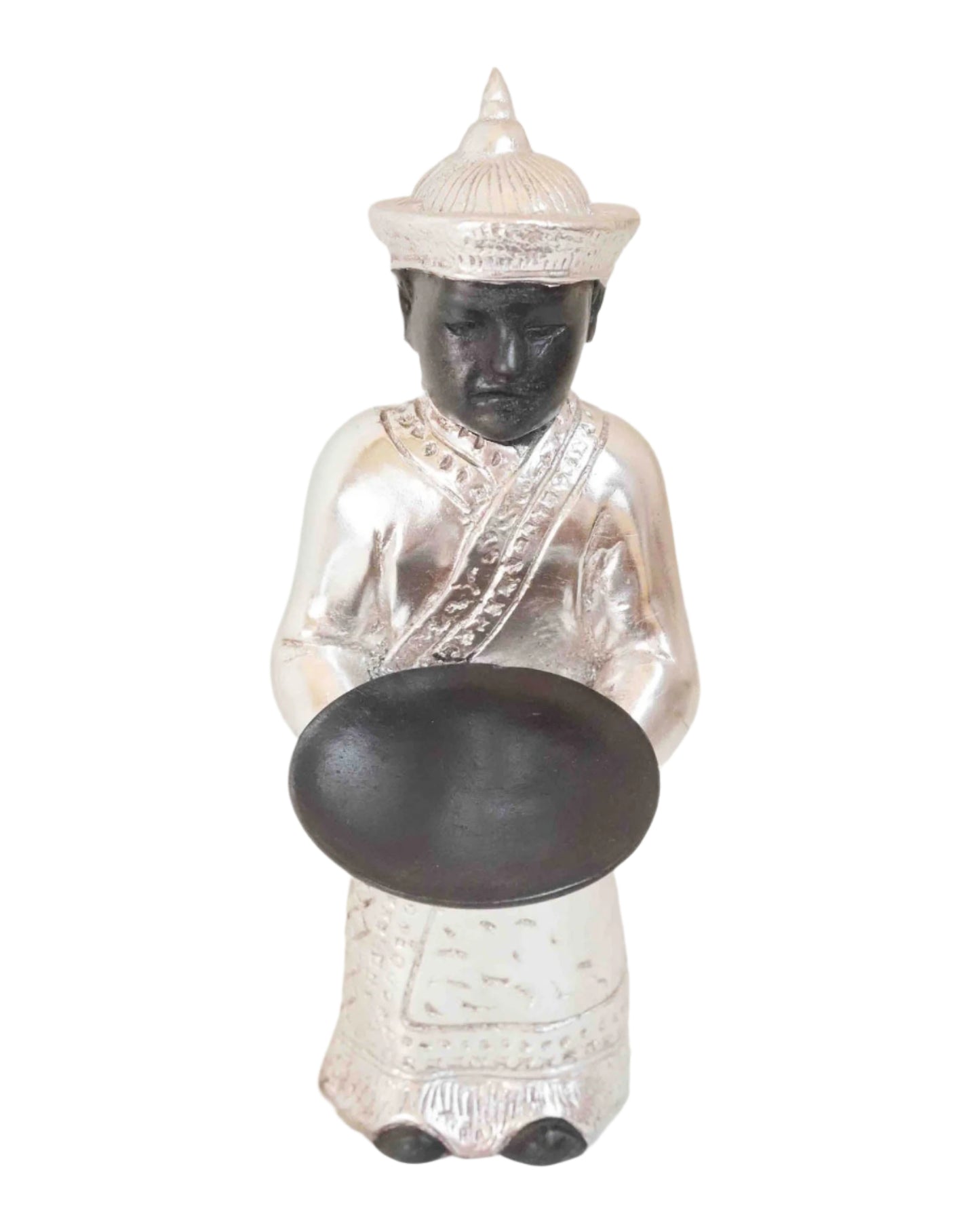 Vintage Statue of Asian Man with Tray Decorative Figurine