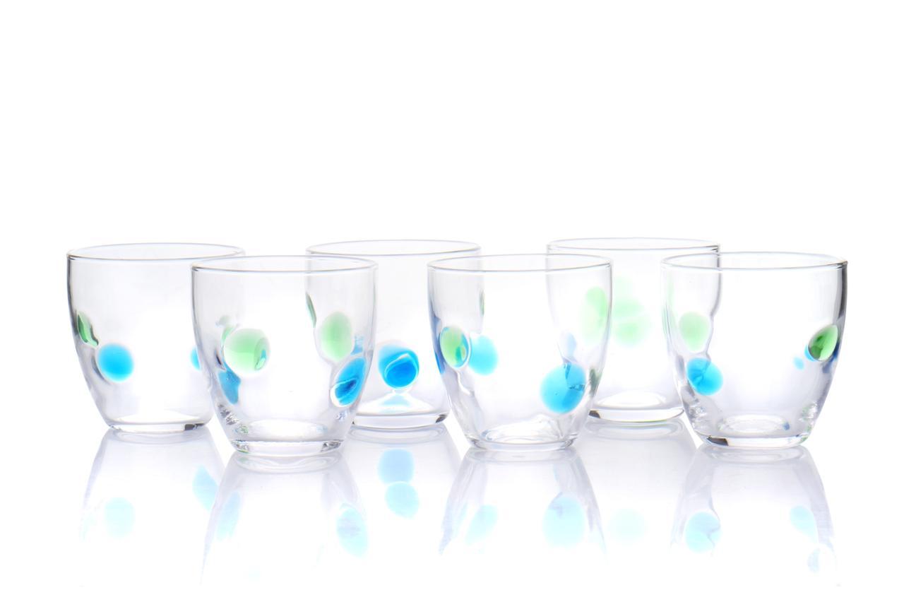 Handblown Polka Dots Glass Tumblers – Set of 6