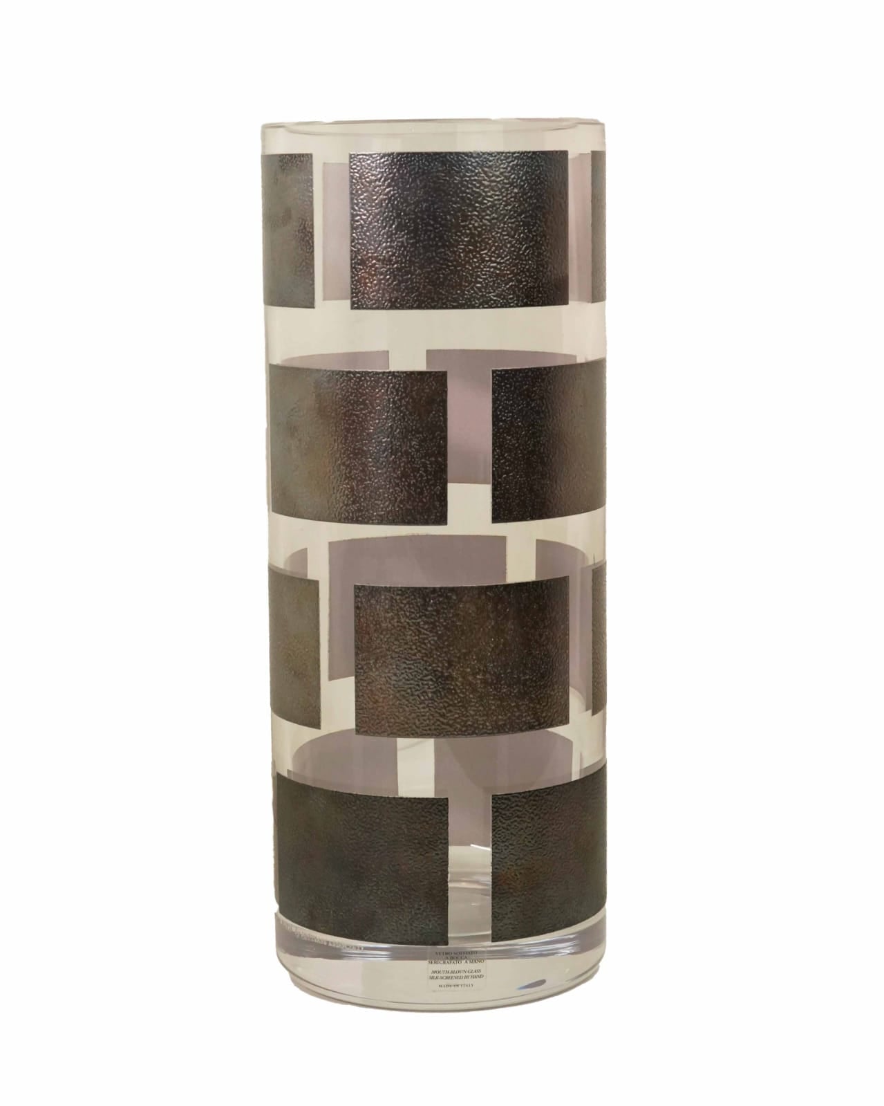 Clear Glass Vase With Metallic Silver Pattern