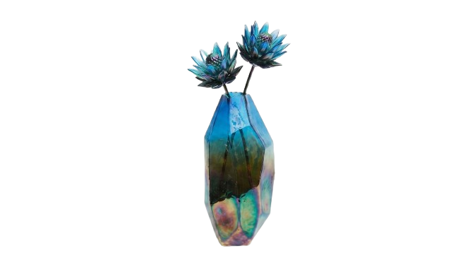 Handmade Iridescent Long Glass Vase