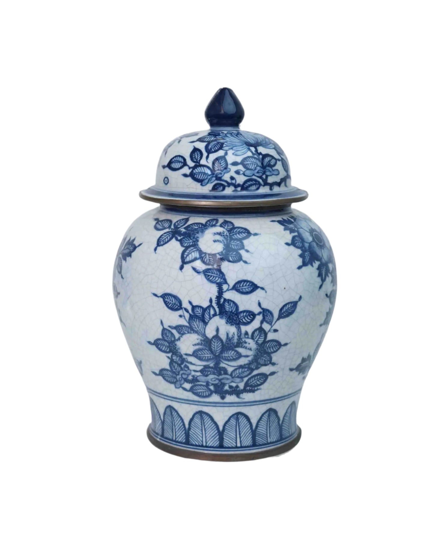 Elegant Chinese Inspired Blue and White Floral Porcelain Jar with Lid