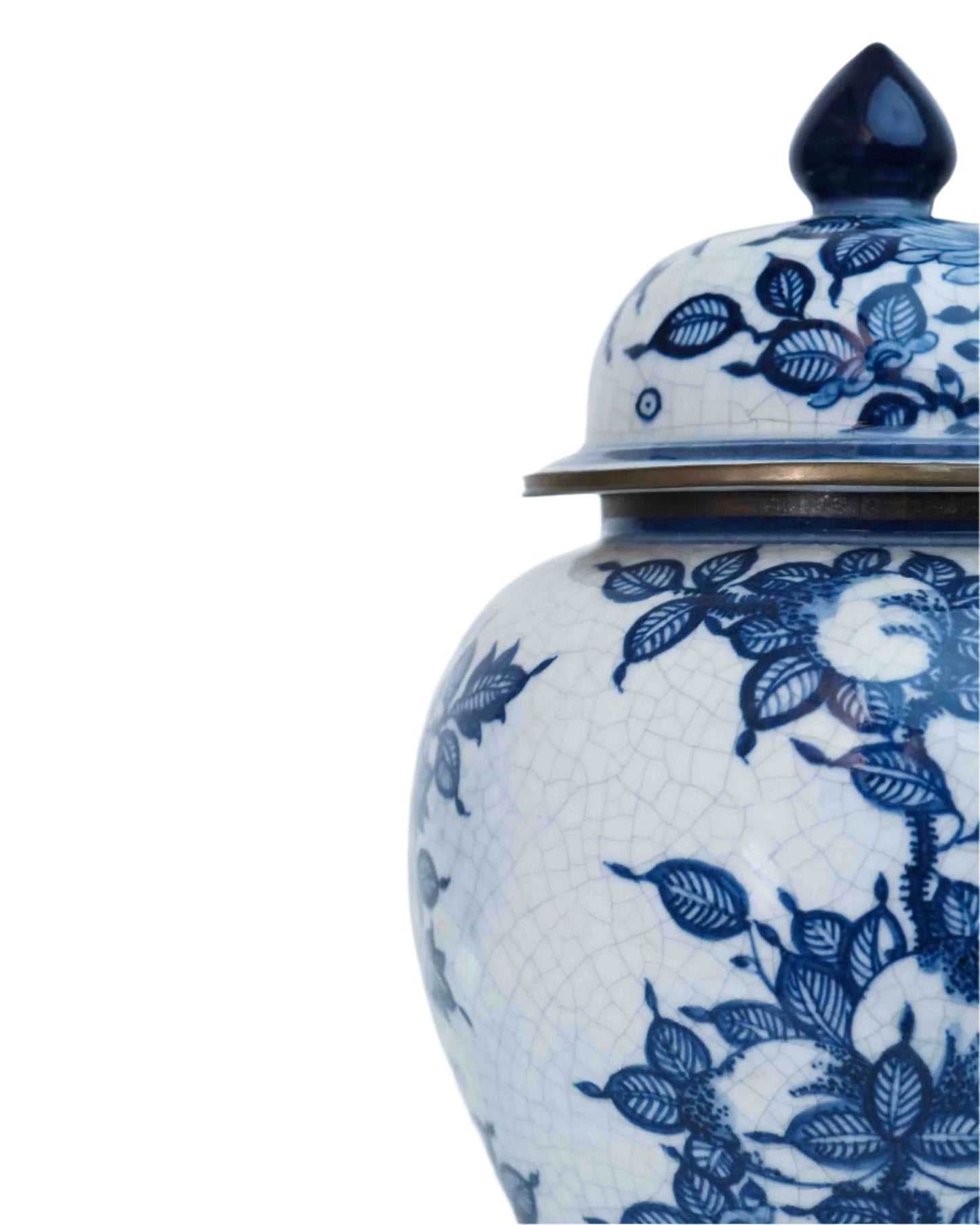 Elegant Chinese Inspired Blue and White Floral Porcelain Jar with Lid