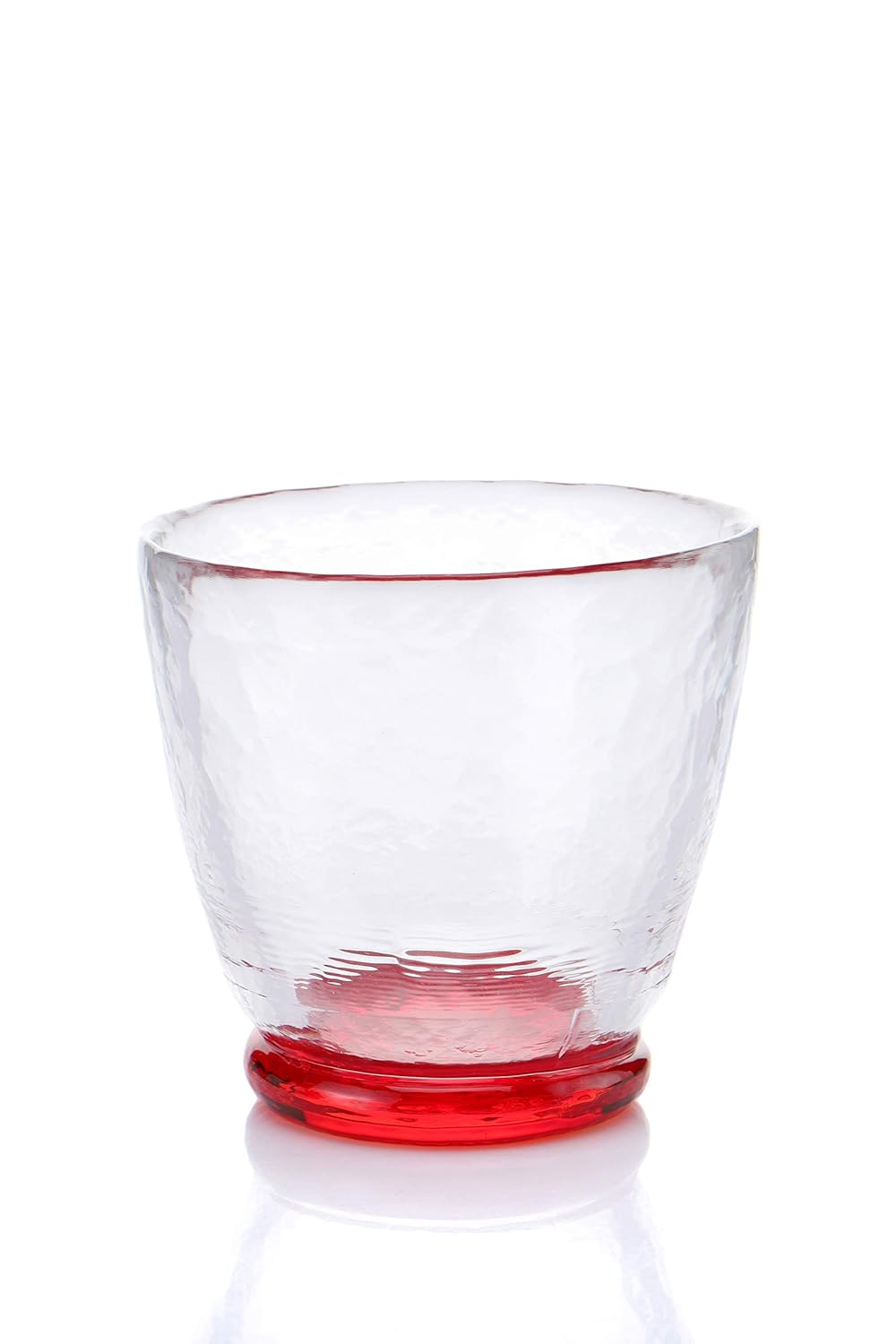 Artisan Textured Glass Tumblers with Red Accent Base- Set of 6