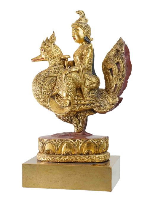 Vintage Burmese Goddess on Hintha Bird Figurine