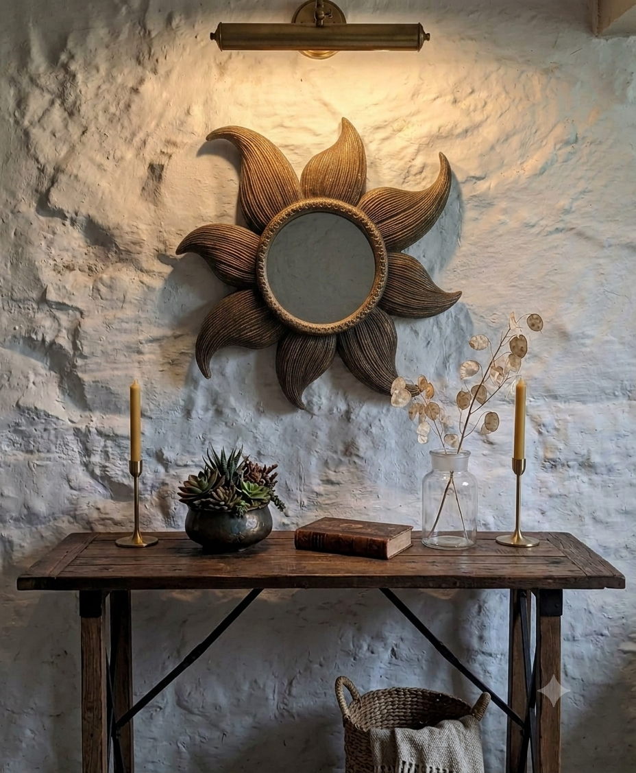 Vintage sunburst accent mirror