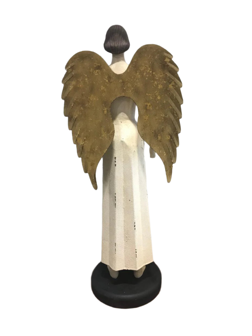Wooden Angel Statue with Golden Wings