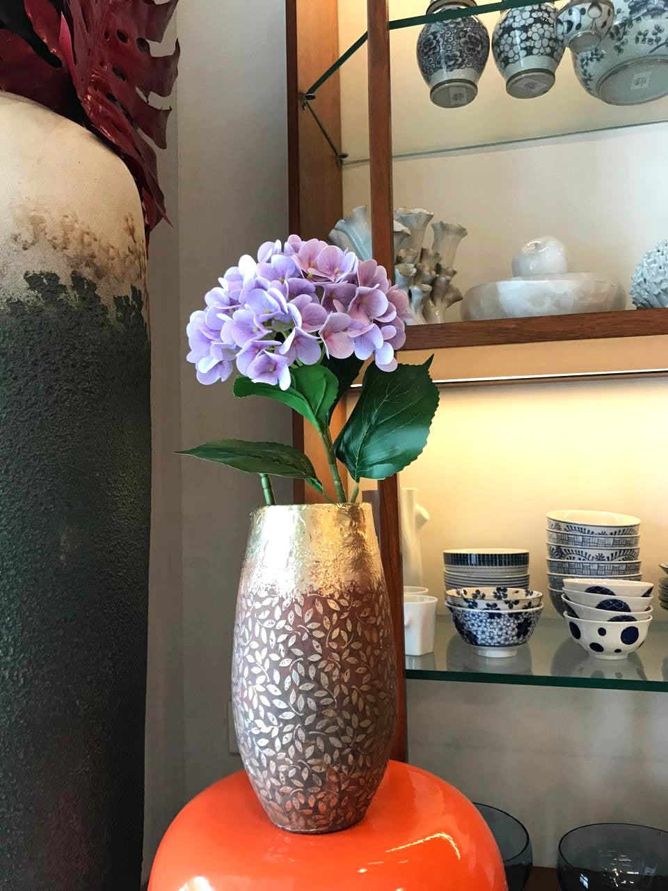Golden Leaf Print Vase