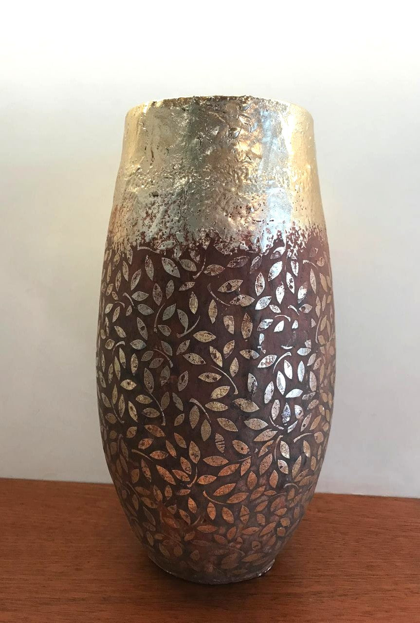 Golden Leaf Print Vase