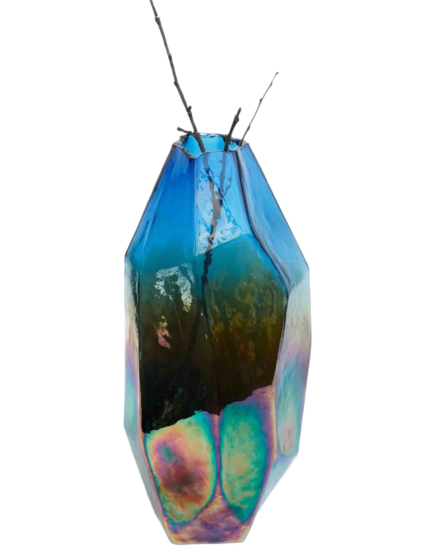 Handmade Iridescent Long Glass Vase