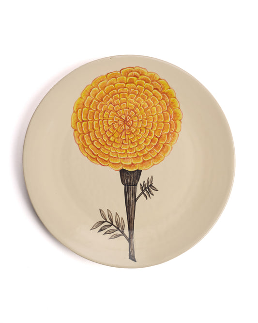 Hand painted Marigold Ceramic Plate