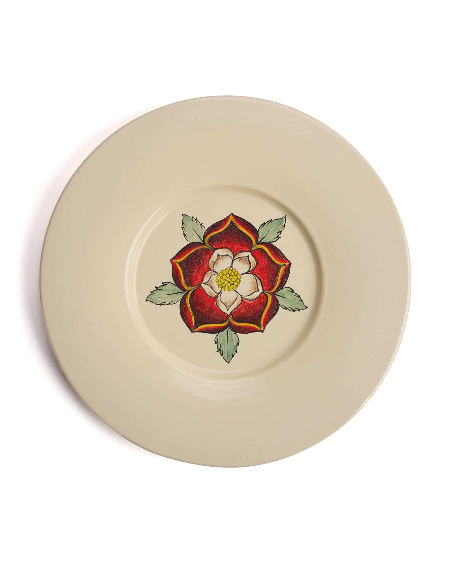 Hand painted Tudor Rose Ceramic Plate