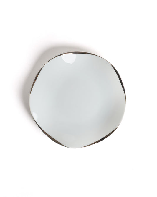 White moon bread plate