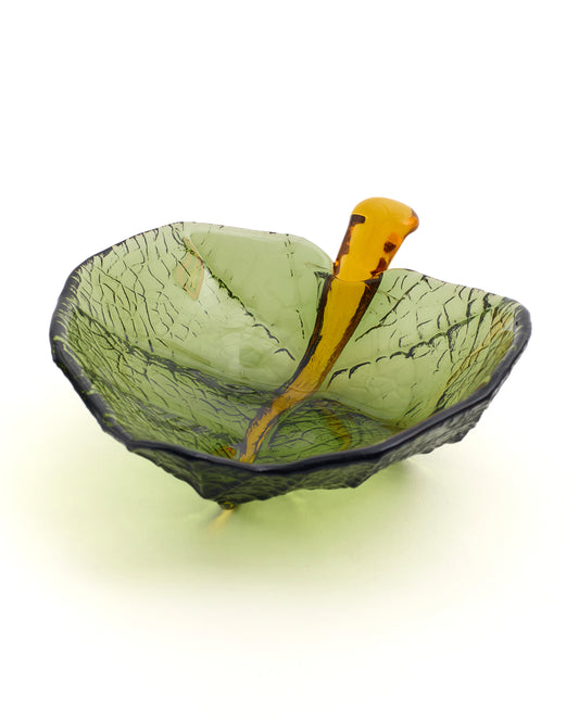 Handcrafted Green Leaf-Shaped Ceramic Large Serving Bowl