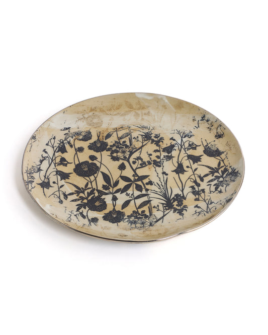 Handcrafted Vintage Ash Grey Ceramic Serving Plate