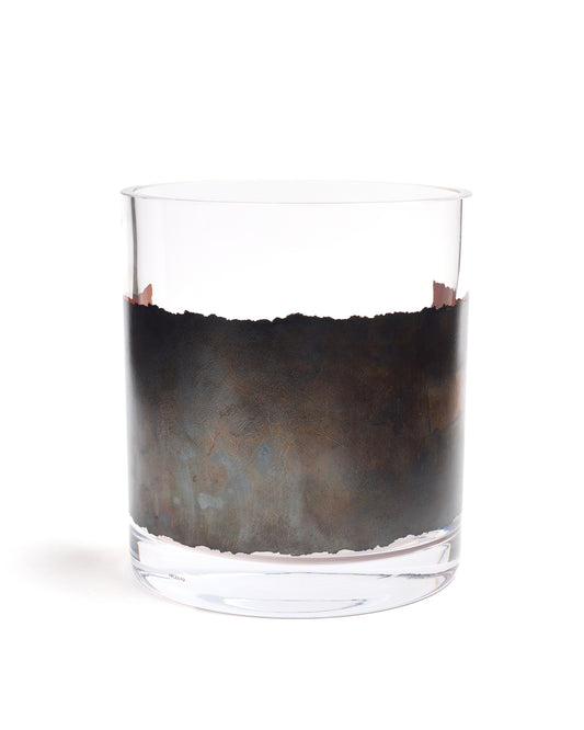 Clear Glass Vase With Metallic Silver Pattern