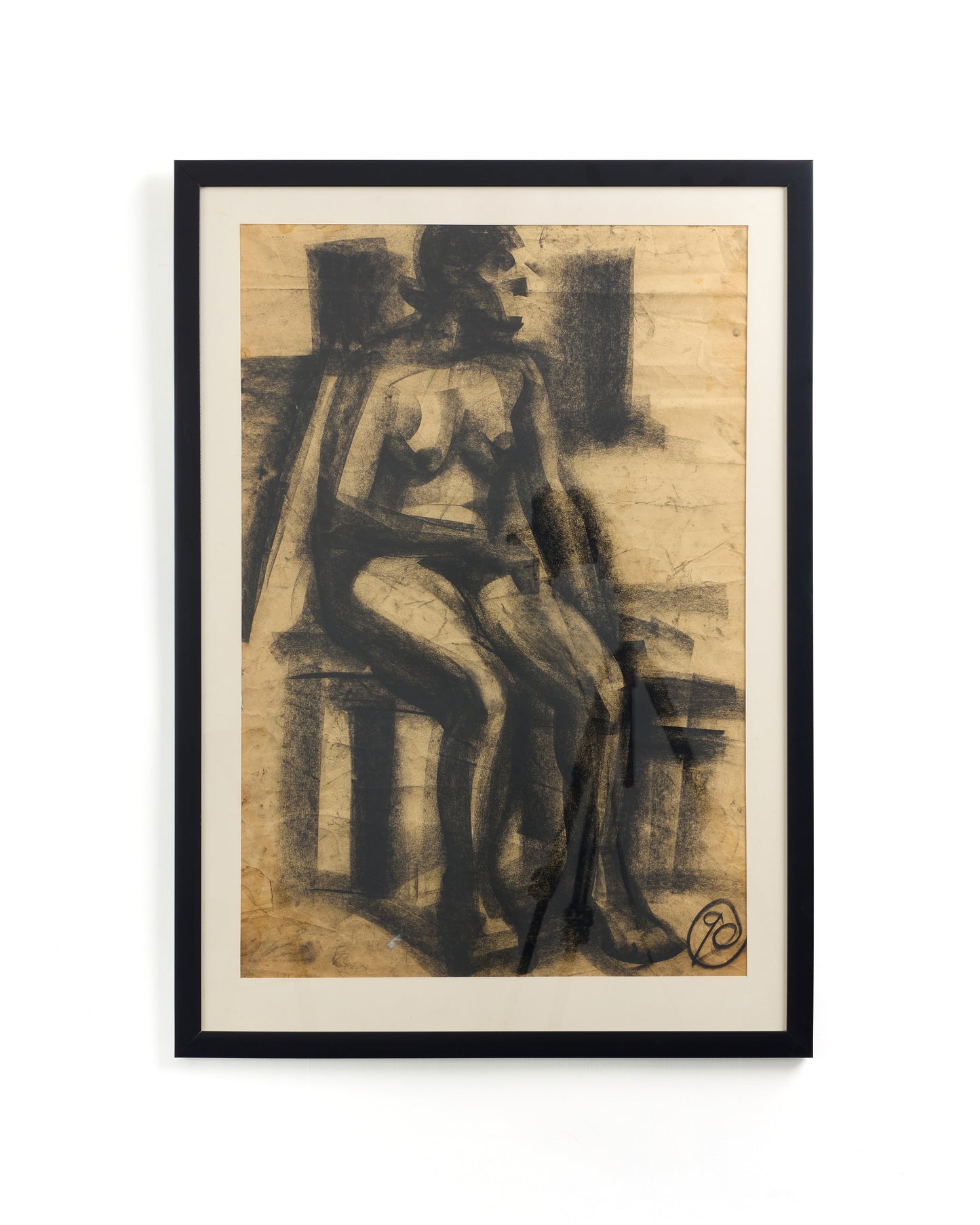Original Charcoal Nude Figure Sketch on Paper