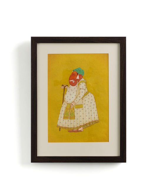 "Ganesha in Robe" – Framed Miniature Painting by Riyaz Uddin
