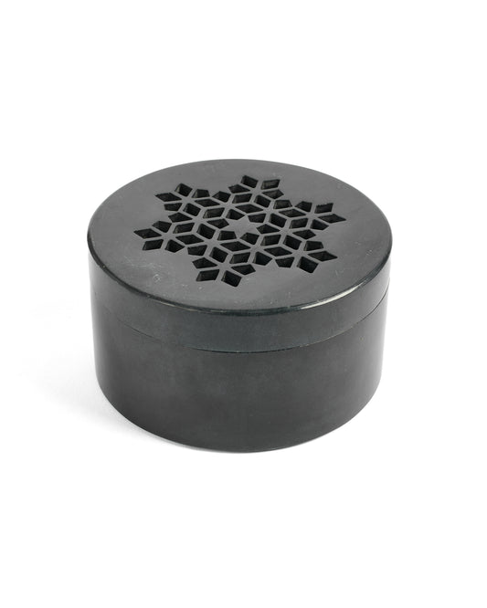 Noir Soapstone Keepsake Box with Carved Lid