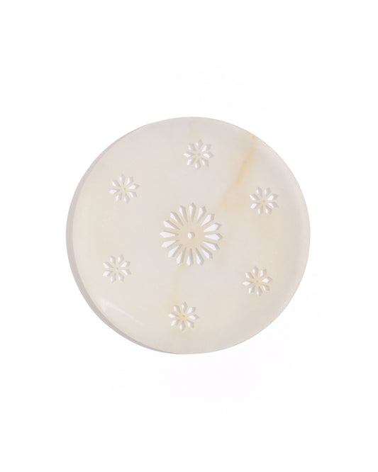 Celeste Hand-Carved White Marble Plates — Set of 4