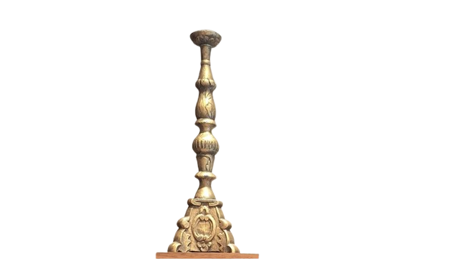 Antique finish with detailed ornate motifs candle stand