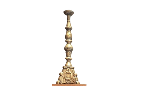 Antique finish with detailed ornate motifs candle stand