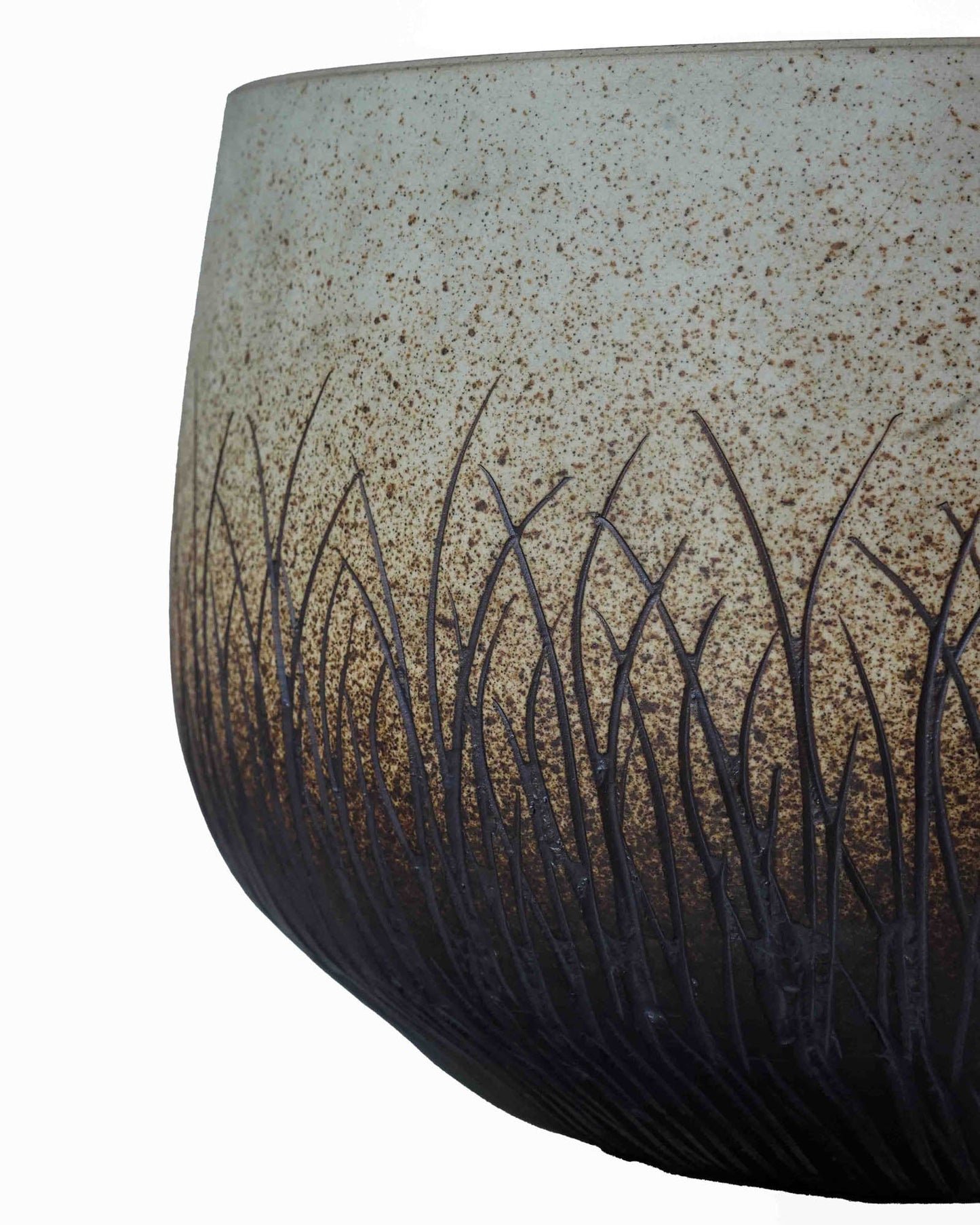 Handcrafted Round Ceramic Planter with Rustic Gradient Finish
