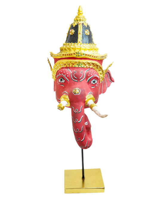 Vintage Handcrafted Ganesha Mask with Stand