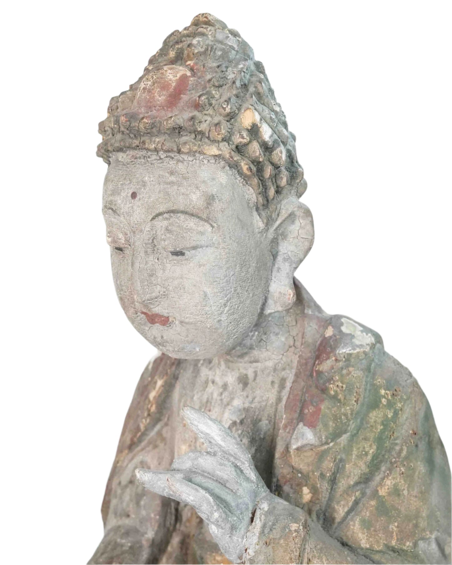 Hand carved Vintage Wooden Meditating Buddha Statue