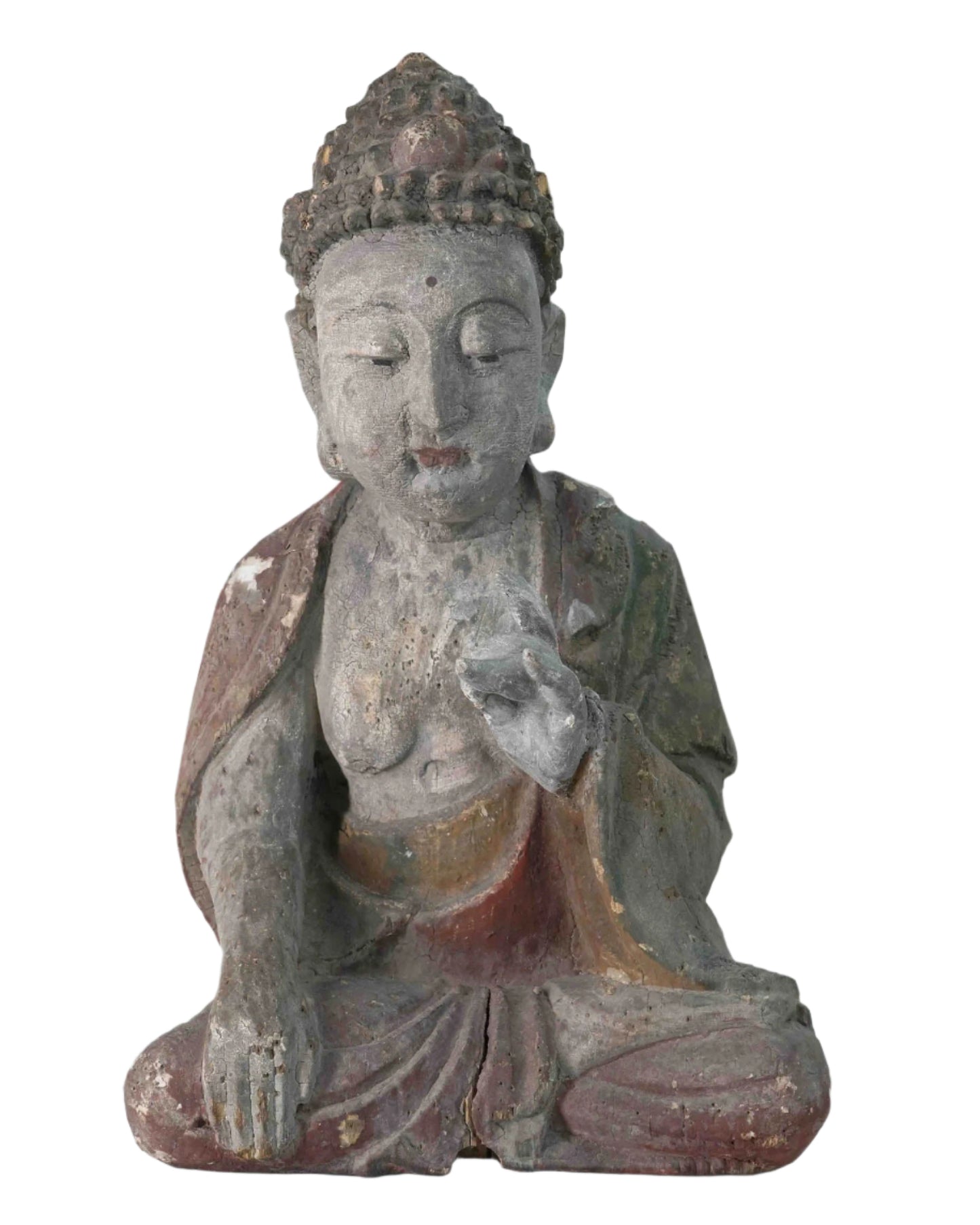 Hand carved Vintage Wooden Meditating Buddha Statue