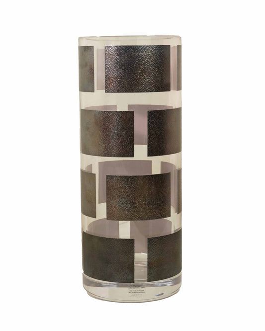Clear Glass Vase With Metallic Silver Pattern