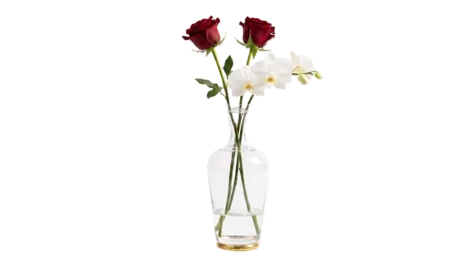 Clear Glass Vase with Golden Base
