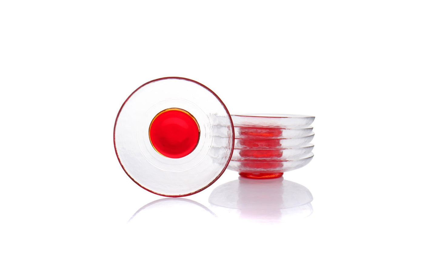 Set of 6 Modern Clear Glass Disc Plates